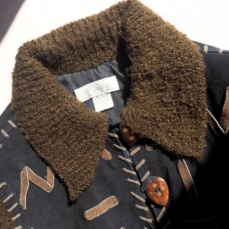 "Sandy Starkman" suede × knitted jacket