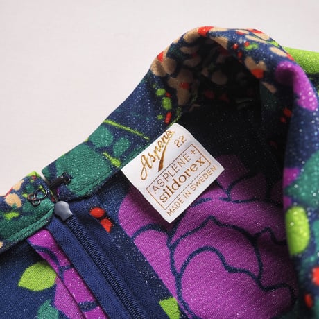 70s made in Sweden glitter floral maxi dress