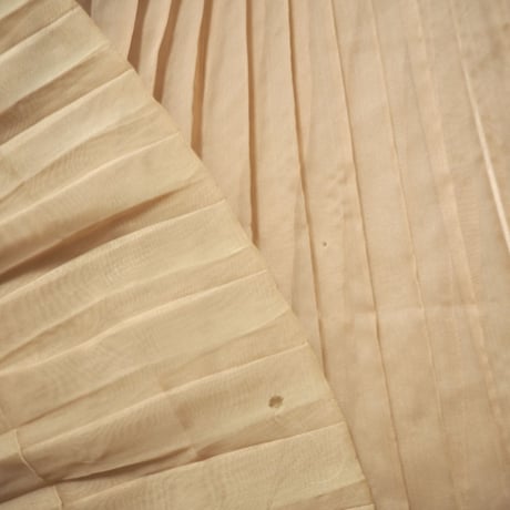 60s sheer beige pleated dress
