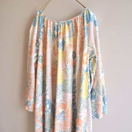 70s floral gather house maxi dress