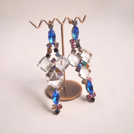 vintage czech rhinestone earrings(B)