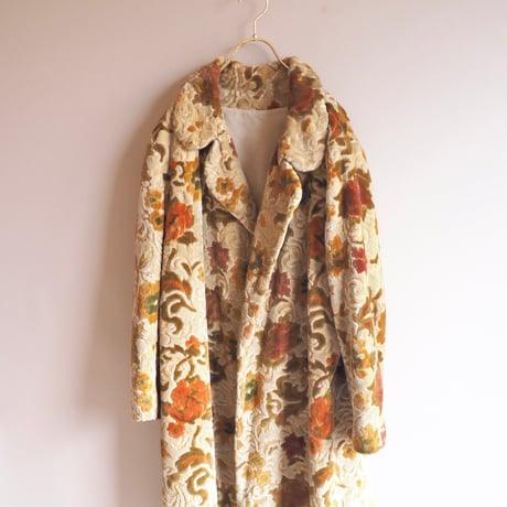60s〜 beige floral tapestry coat