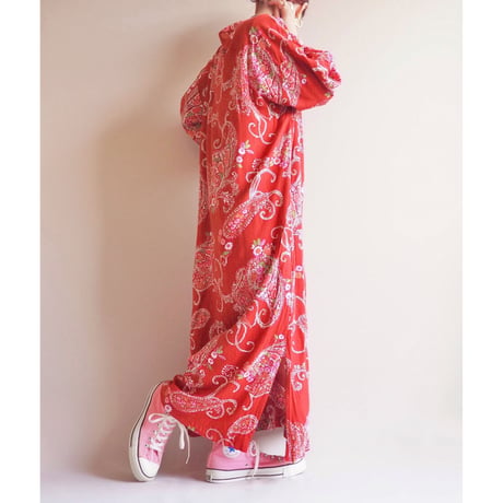 vintage rayon floral paisley kaftan dress