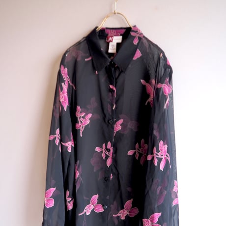 "Jennifer Moore" floral oversized sheer blouse