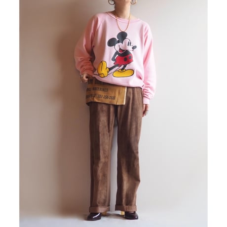 80〜90s mickey print sweatshirt  (pink)
