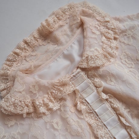 60s "Odette Barsa" lace ruffle night robe