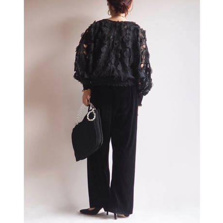 70〜80s "Andree Gaye" floral sheer blouse