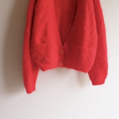 vintage red mohair cropped cardigan