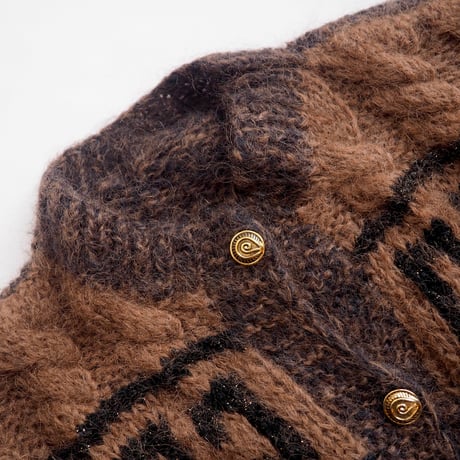 80〜90s fuzzy abstract design cardigan