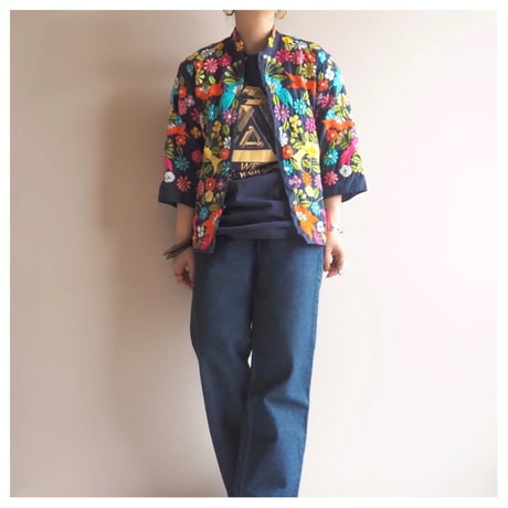 70s〜 floral embroidered jacket