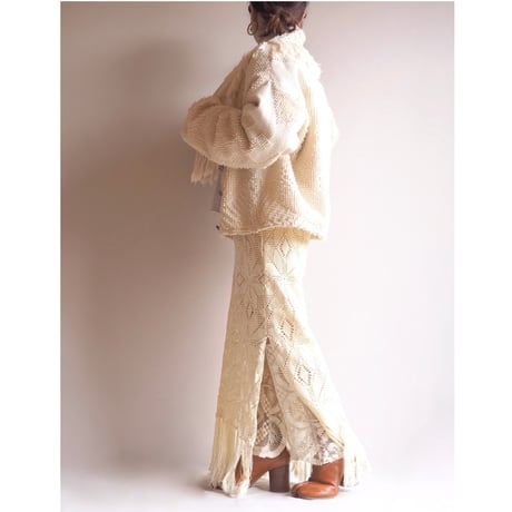 vintage big collar fringe chenille jacket