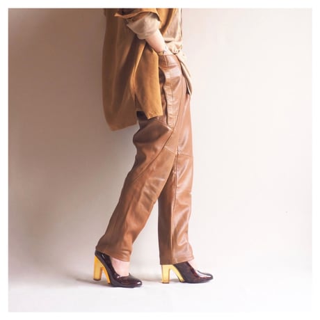 vintage camel leather tapered pants