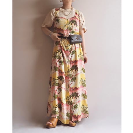 80s "Carol Anderson" tropical sleeveless maxi dress