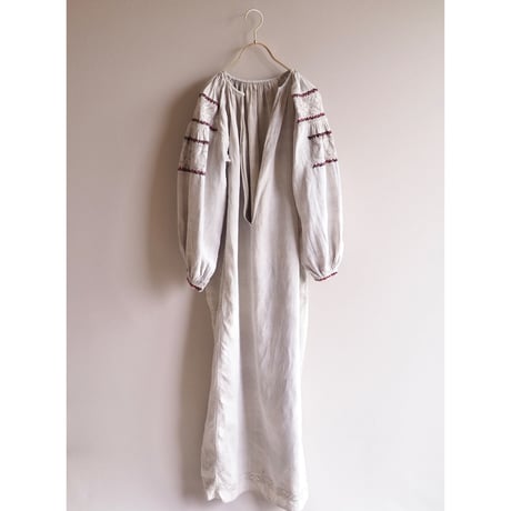 vintage ukrainian embroidered linen maxi dress