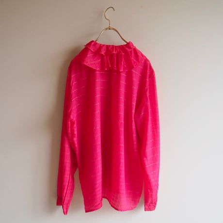 vintage plaid sheer ruffle blouse