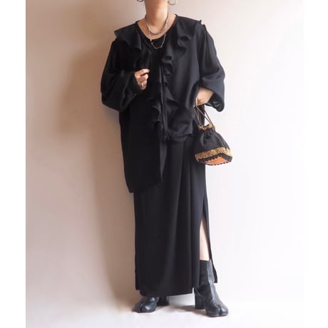 90s oversized ruffle sheer blouse