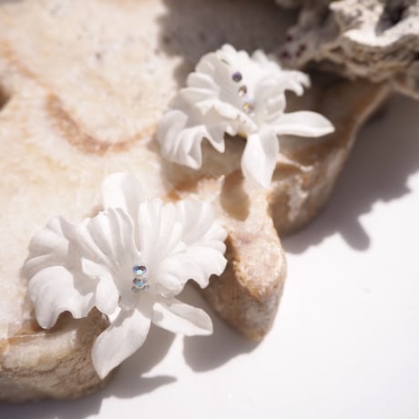 50s plastic orchid large earrings