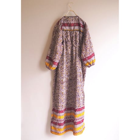 70s pakistan cotton floral maxi dress