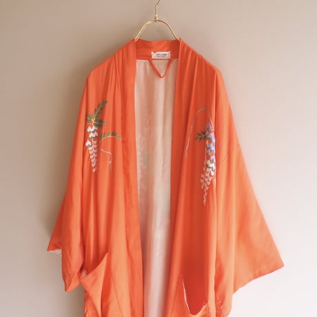 60s floral embroidered silk robe
