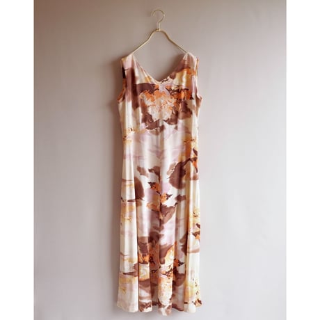 70s watercolor blouse & maxi dress set