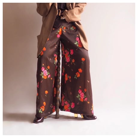 70s floral wide flare pants