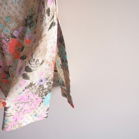 70〜80s floral metallic maxi skirt