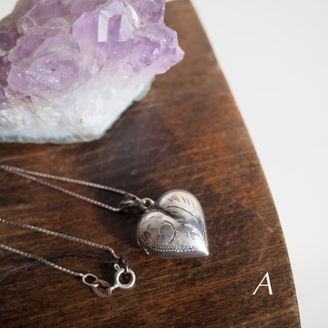 vintage silver925 puffy heart necklace