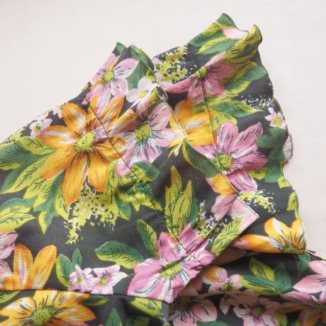 70s〜 s/s floral ruffle midi dress