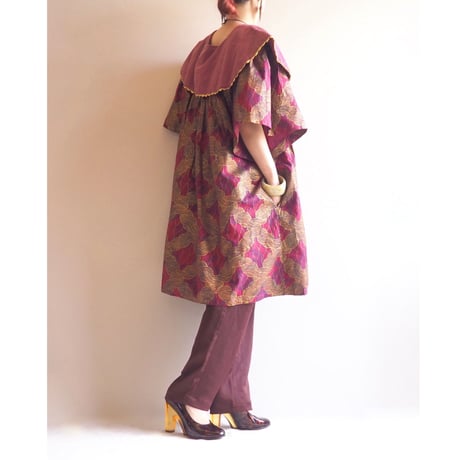 vintage big collar african batik tunic dress