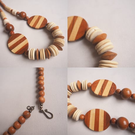 vintage wood beaded chunky necklace