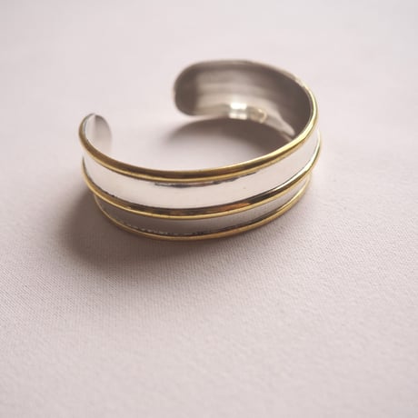 vintage Mexican silver × brass design cuff bangle