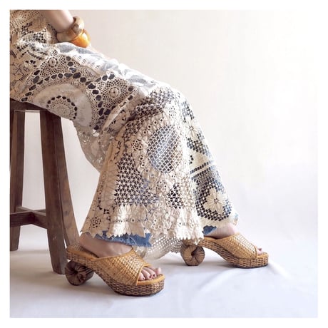 original remake lace patchwork maxi skirt A