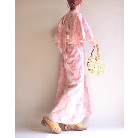 70s floral metallic knit maxi dress