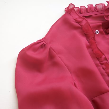 vintage sheer ruffle puff sleeve blouse