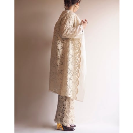 vintage no collar lace sheer robe