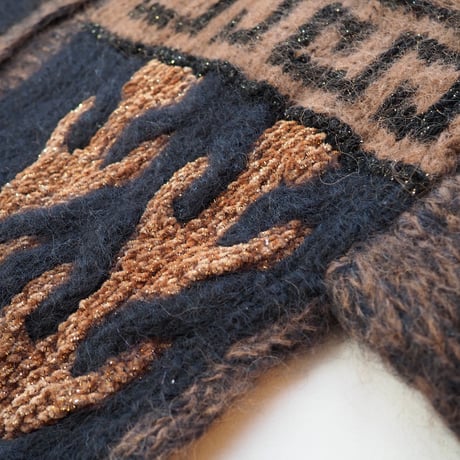 80〜90s fuzzy abstract design cardigan