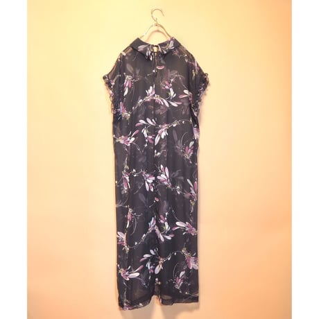 vintage navy sheer print dress