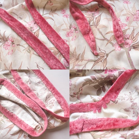 70s floral velvet × cotton midi dress
