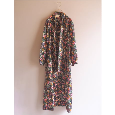 70〜80s "atkins" floral bowtie maxi dress