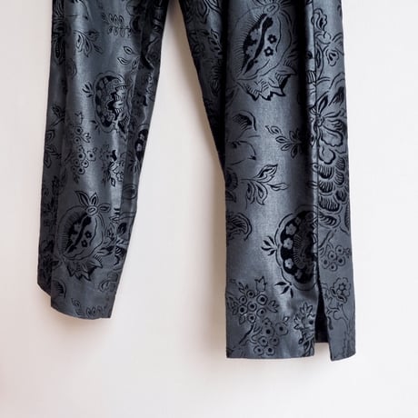 90s flocky floral high waist tapered pants