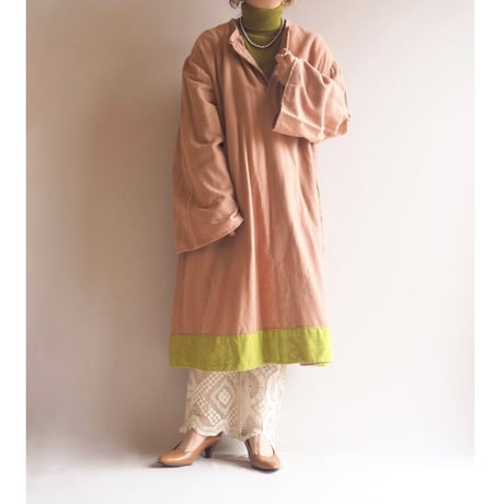 vintage flare sleeve bicolor tunic dress