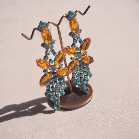 vintage czech rhinestone earrings (BU×OR)