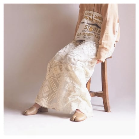 original remake lace patchwork maxi skirt (BE)