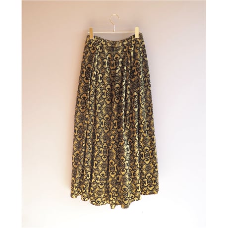 60s gold × black abstract tapestry maxi skirt