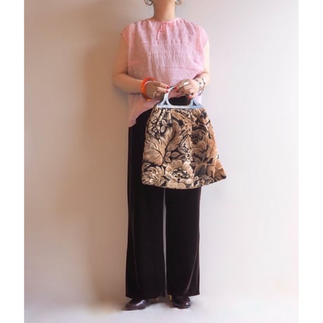 60s "TREVIRA" pleated sleeveless sheer blouse