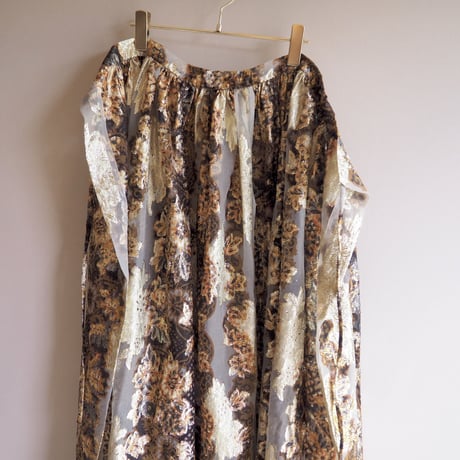 70s floral metallic wrap maxi skirt