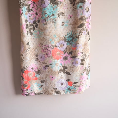 70〜80s floral metallic maxi skirt