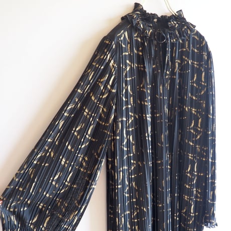 vintage ruffle pleated midi dress