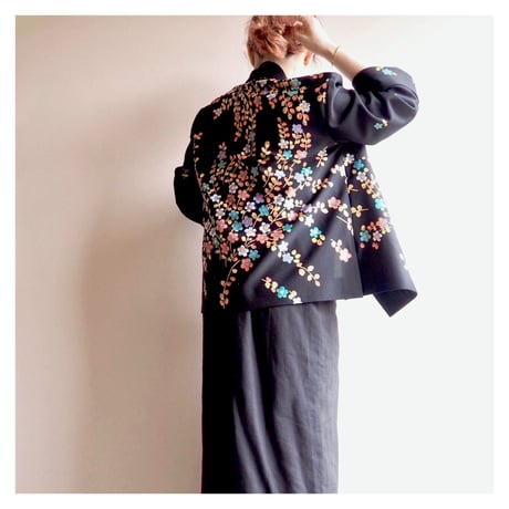 70s floral short jacket
