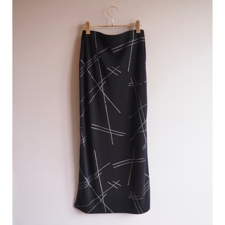 "GANTOS" abstract print side slit maxi skirt
